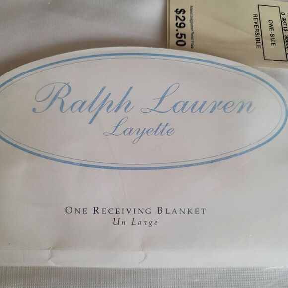 Ralph Lauren Layette White Pink newborn baby receiving blanket 100% cotton VTG - Picture 2 of 10